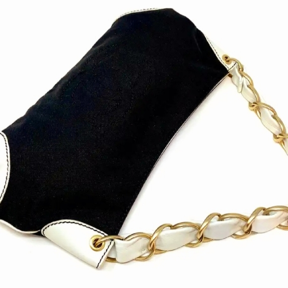 💯Authentic Chanel Vintage Navy Canvas With White Leather - Picture 7 of 9